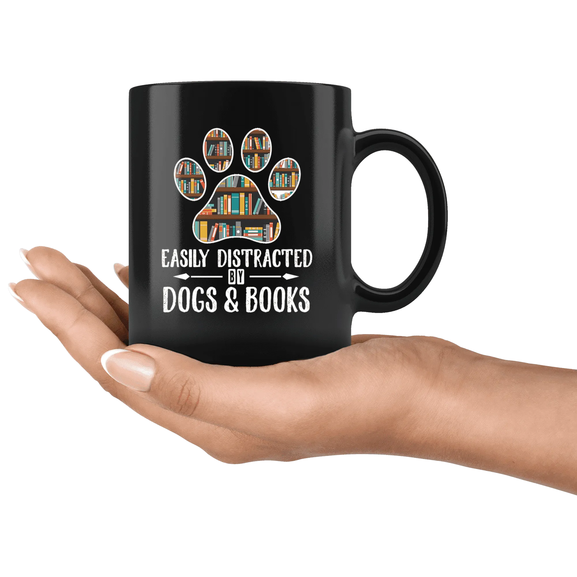 "Dogs and books"11oz black mug