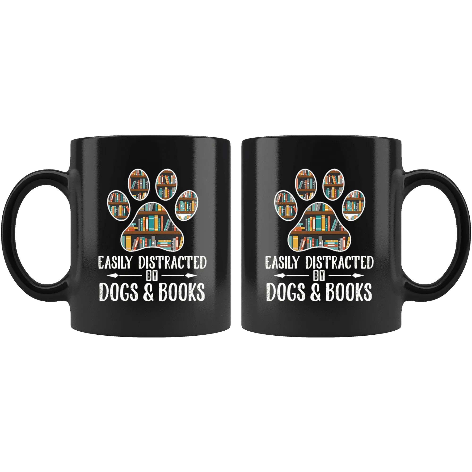 "Dogs and books"11oz black mug