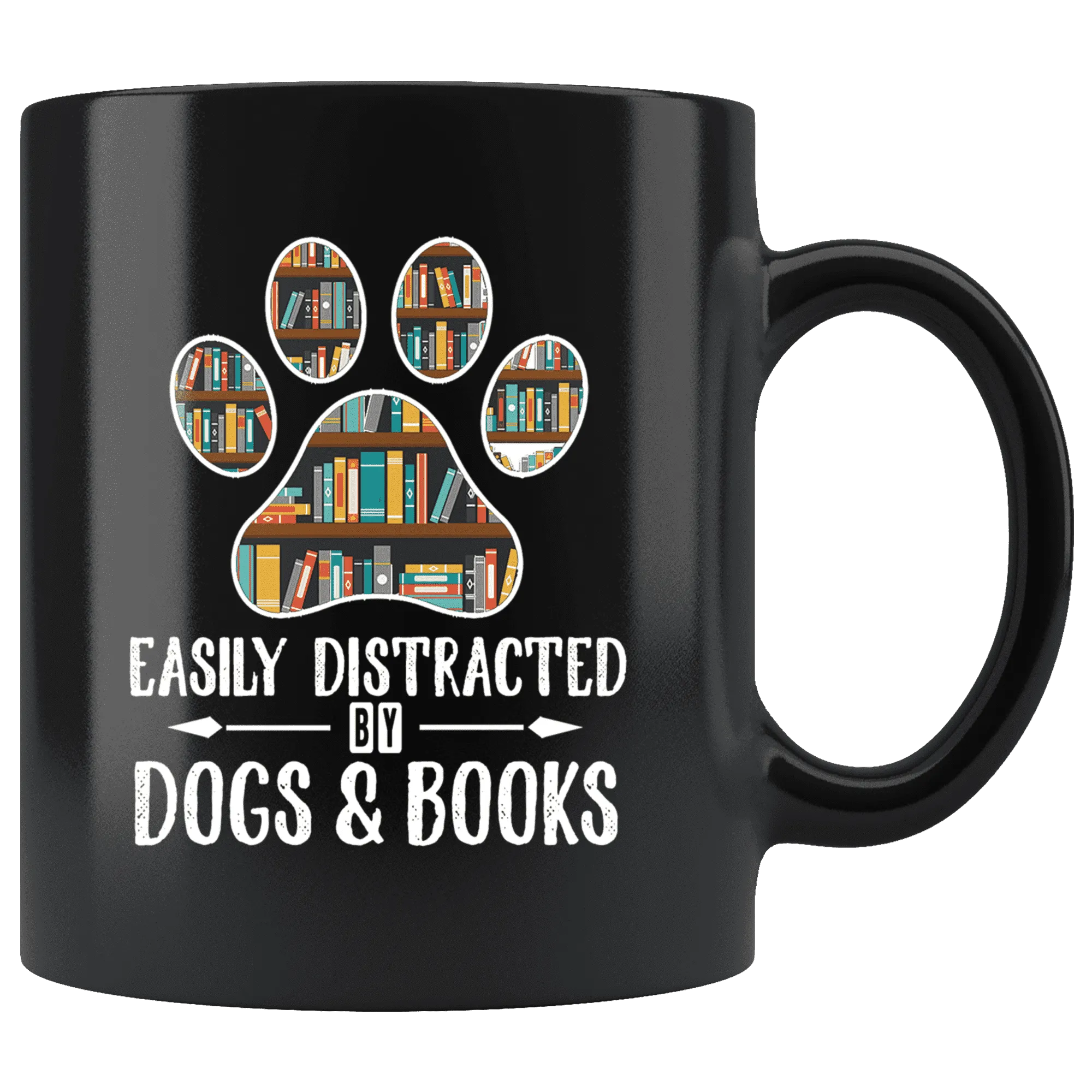 "Dogs and books"11oz black mug