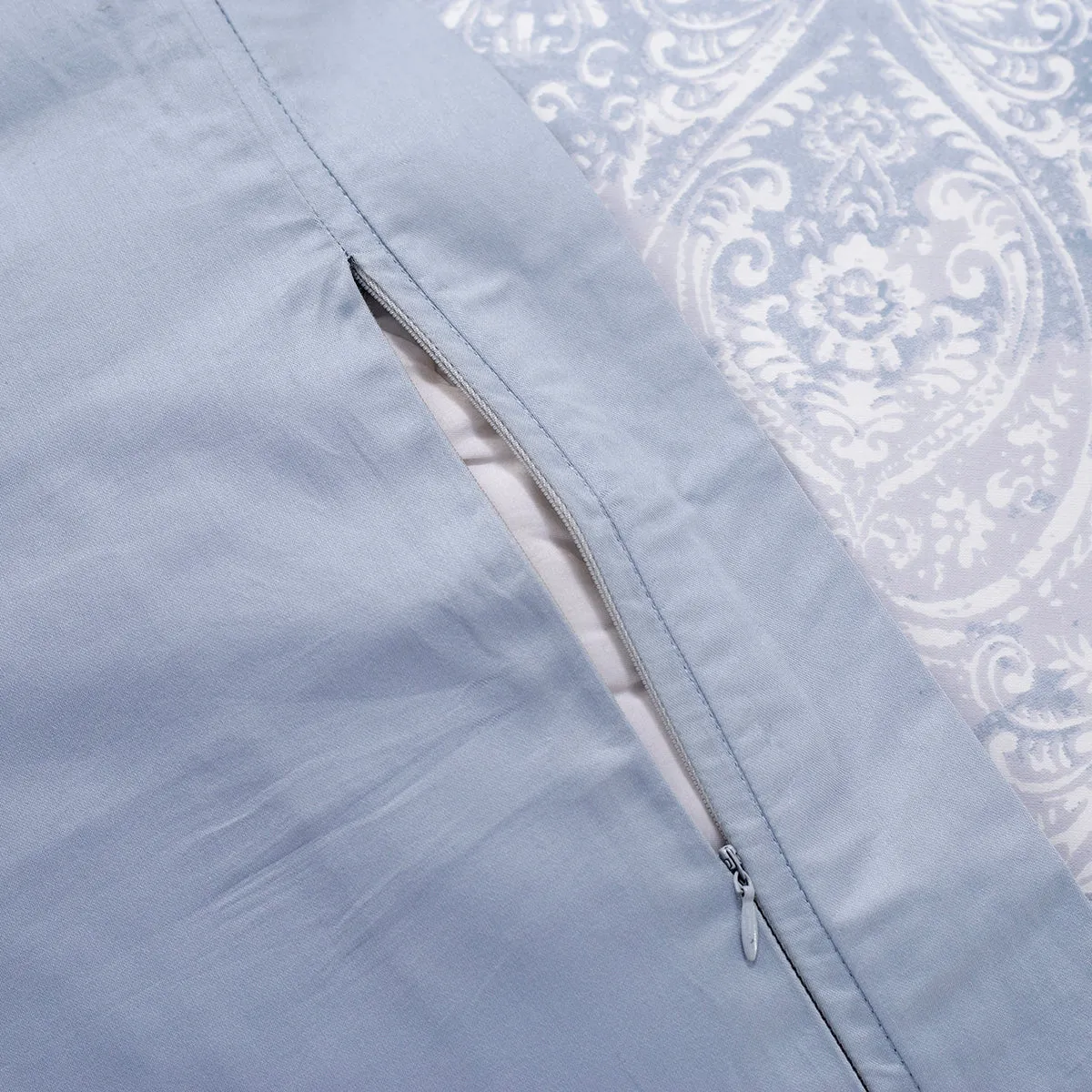 Regal Bliss Lucille Plain And Printed Reversible 100% Cotton Super Soft Blue Duvet Cover with Pillow Case