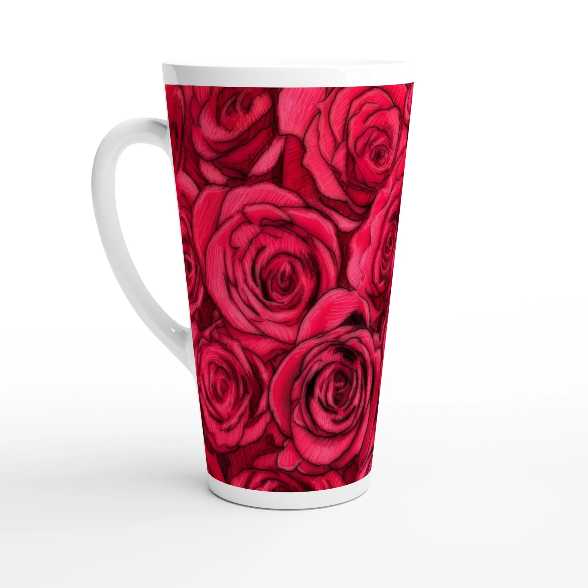 Rose Top White Latte 17oz Ceramic Mug