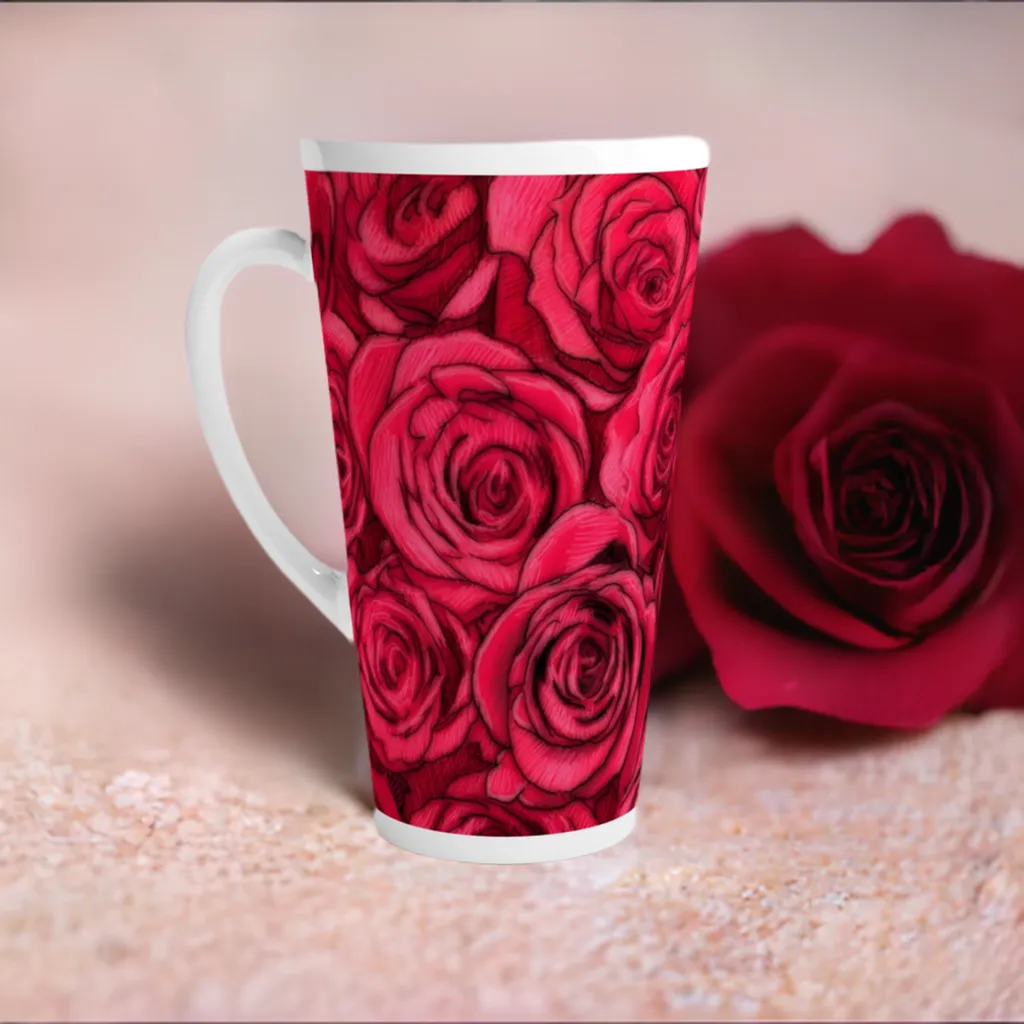 Rose Top White Latte 17oz Ceramic Mug