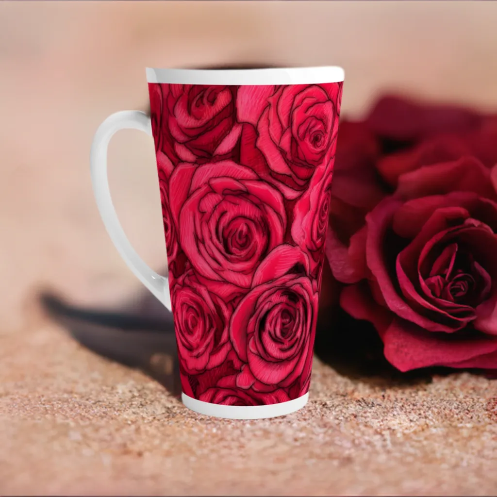 Rose Top White Latte 17oz Ceramic Mug