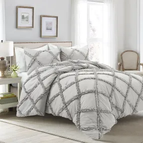 Ruffle Diamond 3 Piece Comforter Set