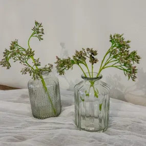 Set Of 2 Clear Pressed Glass Bottle Vases Florence