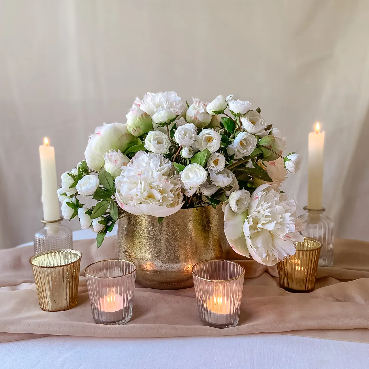 Set Of 2 Gold Rim & Clear Glass Bottle Vases Florence