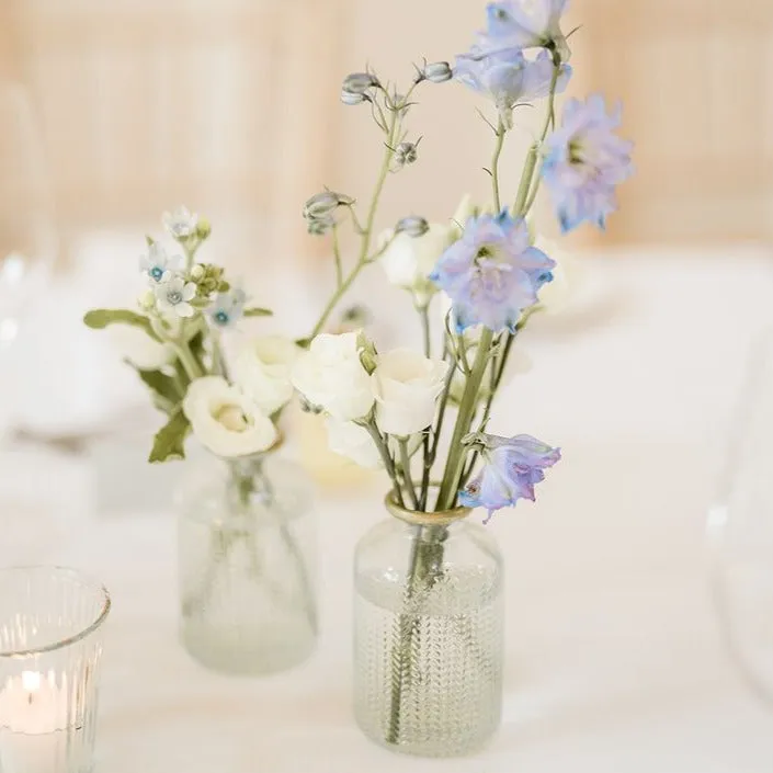 Set Of 2 Gold Rim & Clear Glass Bottle Vases Florence