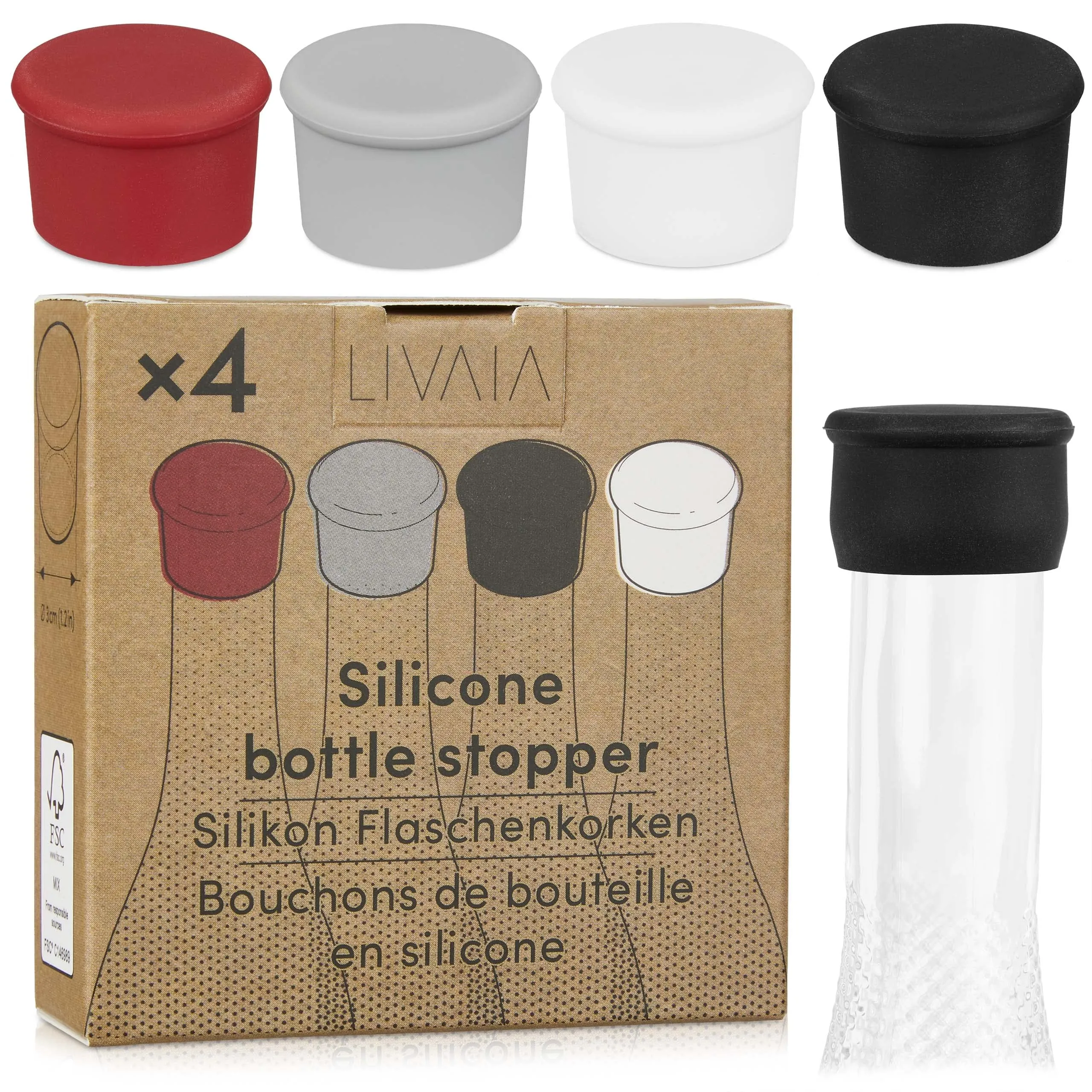 Silicone Bottle Stopper: 4 Silicone Wine Bottle Stoppers For Champagne Bottle,