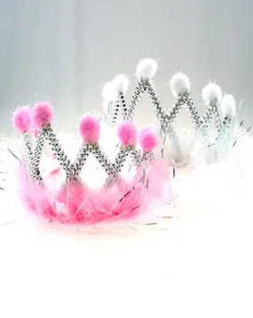 Silver Tiaras with Pink or White Pompoms