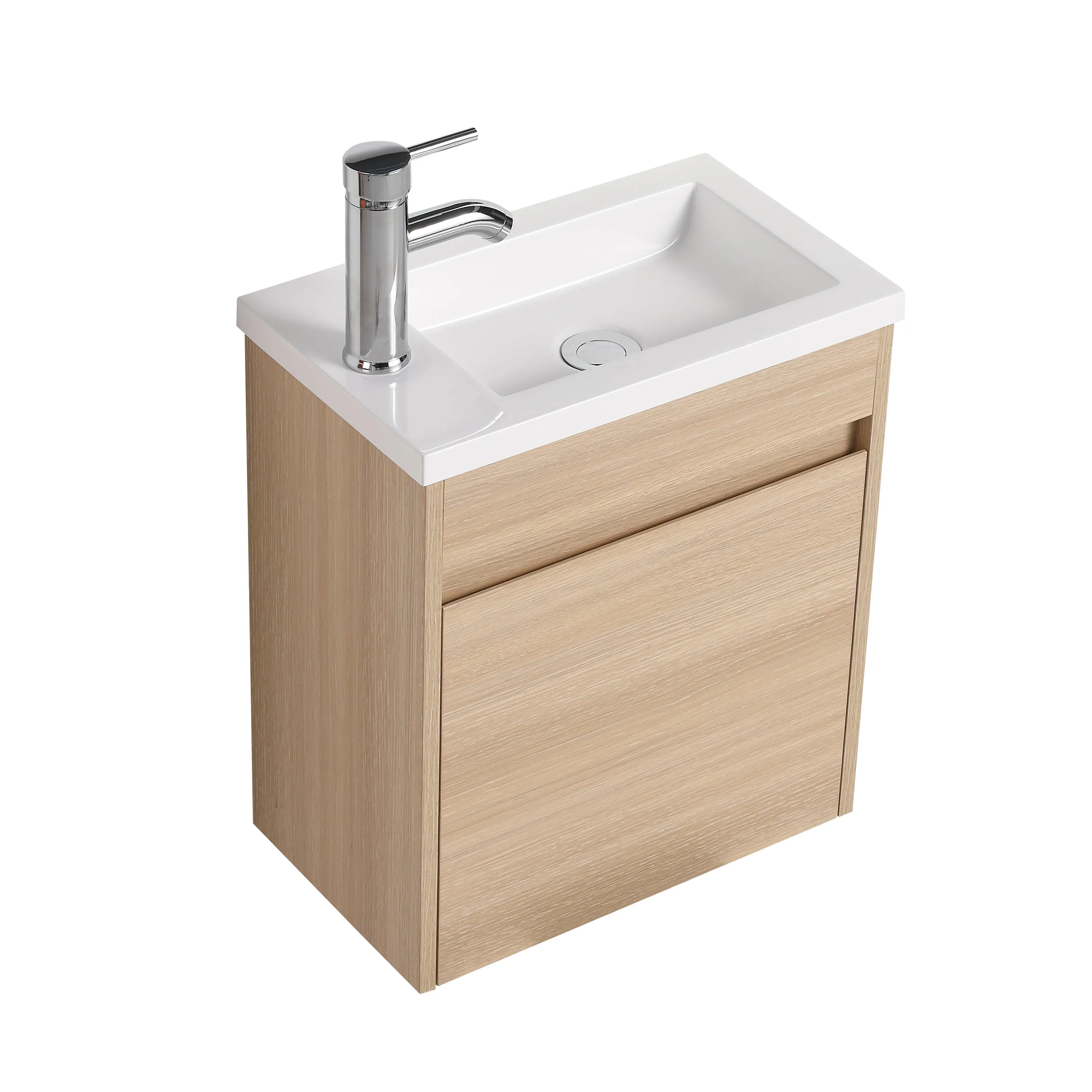 Sirius Wall Mounted Bathroom Vanity With Sink 17 Inch - White Oak