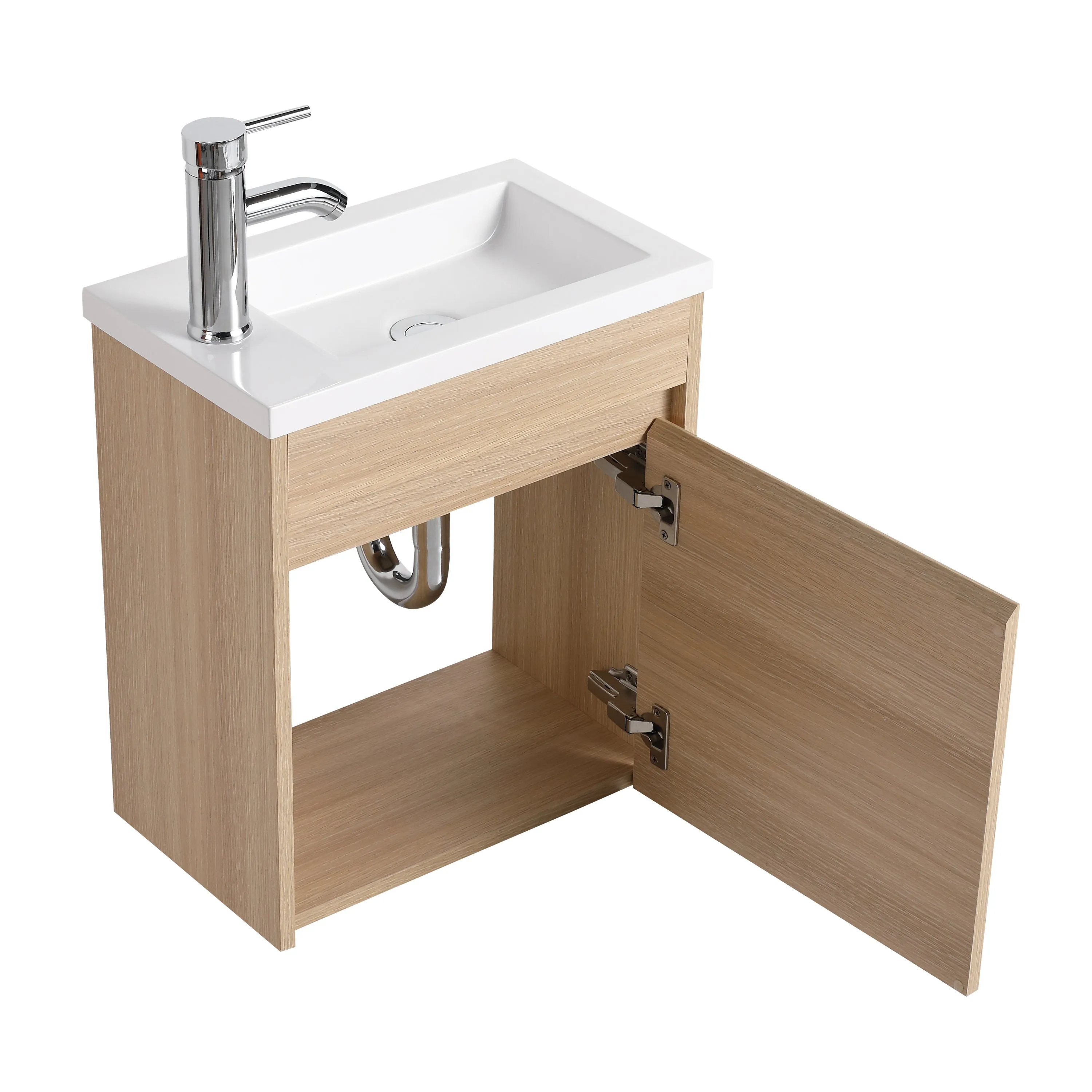 Sirius Wall Mounted Bathroom Vanity With Sink 17 Inch - White Oak