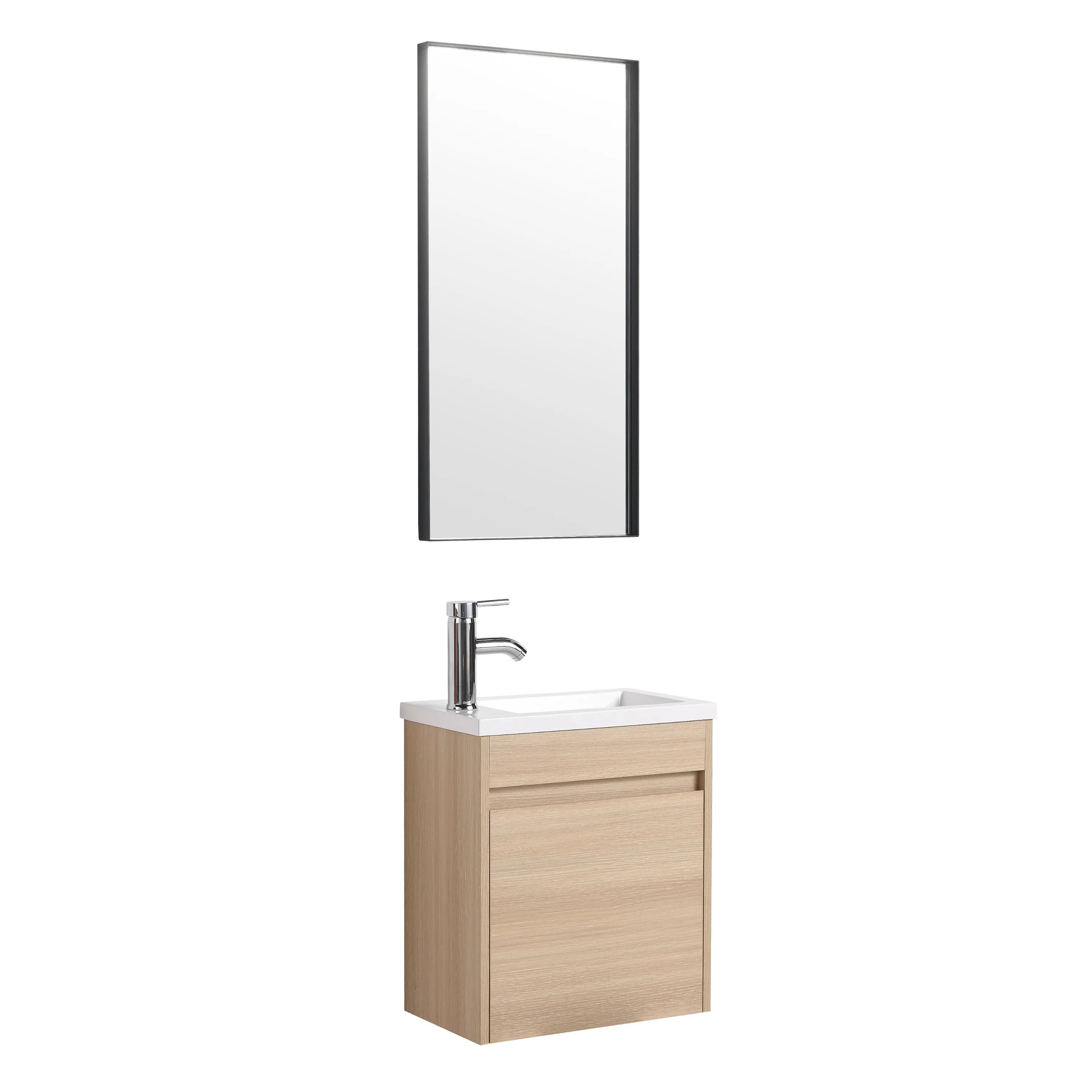 Sirius Wall Mounted Bathroom Vanity With Sink 17 Inch - White Oak