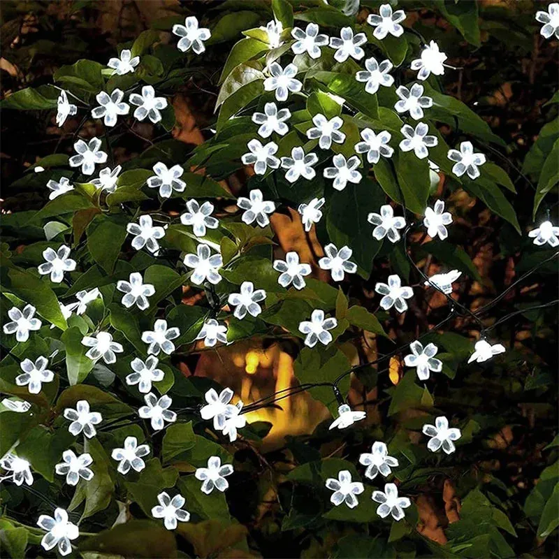 Solar Cherry Flower String Lights