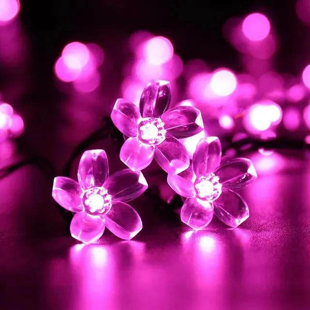 Solar Cherry Flower String Lights