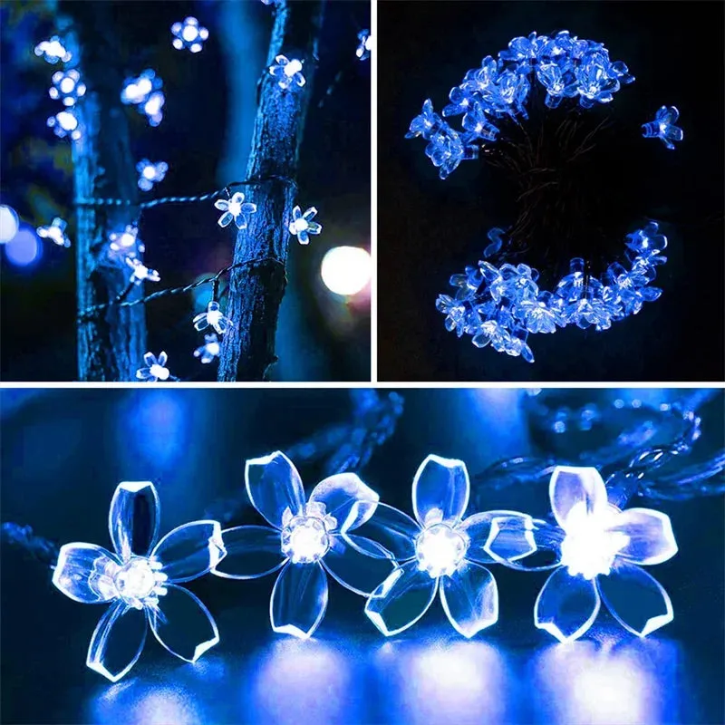 Solar Cherry Flower String Lights