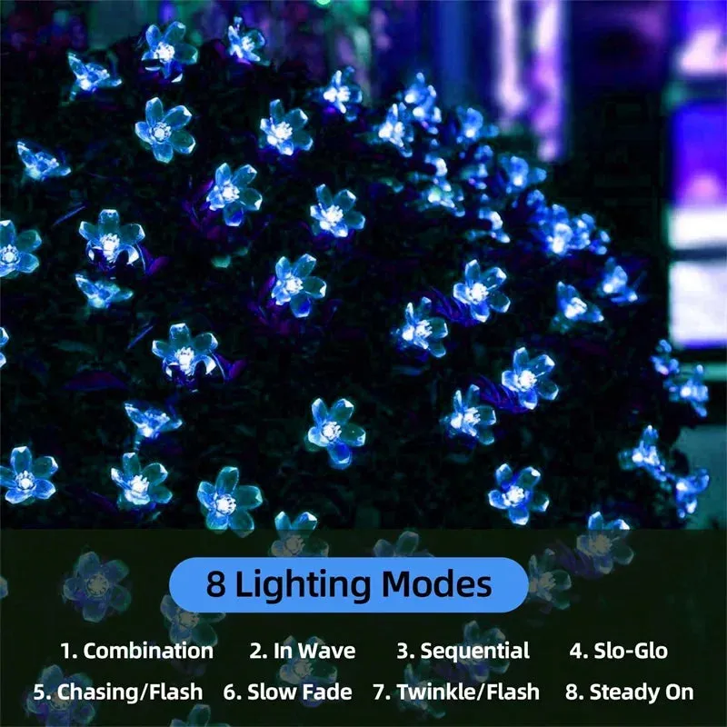 Solar Cherry Flower String Lights