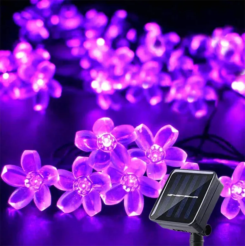 Solar Cherry Flower String Lights