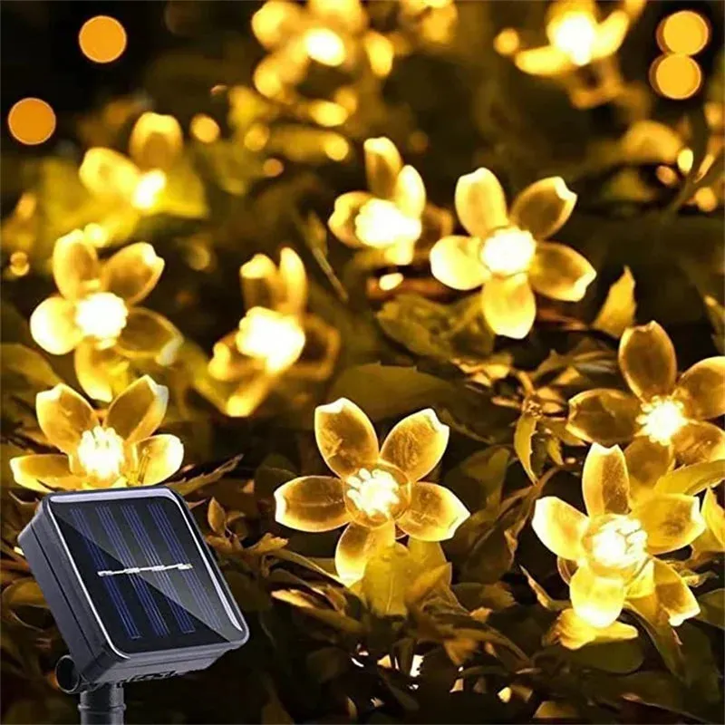 Solar Cherry Flower String Lights