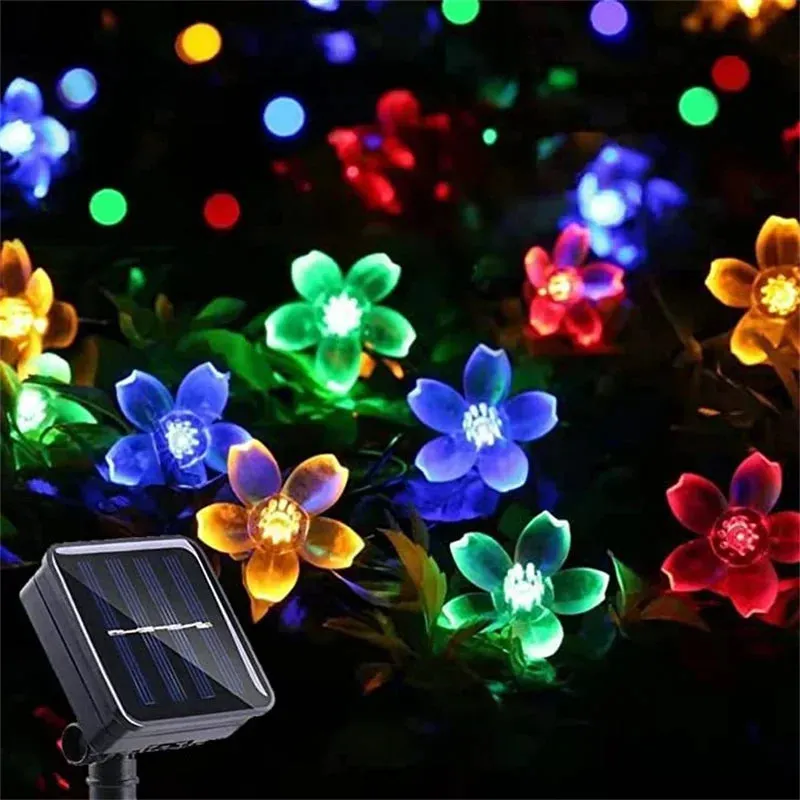 Solar Cherry Flower String Lights