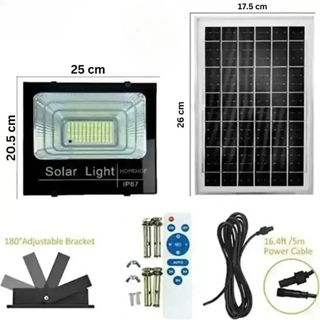 Solar LED Flood Light 50W Outdoor Waterproof Commercial Lights for Home, Garden, Playgrounds, Stadium (Cool White, Renewed)