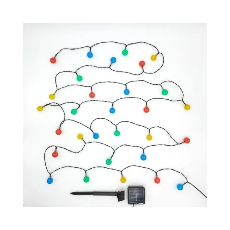 Solar-Powered Crystal Ball LED String Lights - Multi-Color