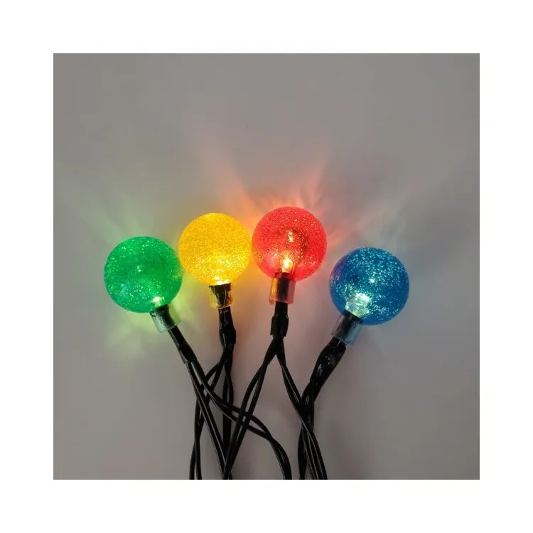 Solar-Powered Crystal Ball LED String Lights - Multi-Color