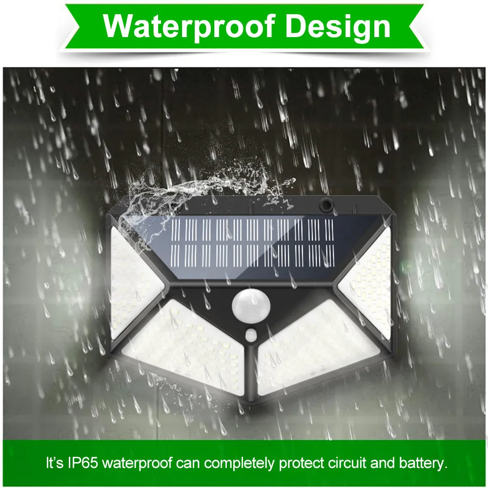 Solar Wall Light with Motion Sensor, 100leds Solar Led Wall Light with Sensors Economic Version #0991