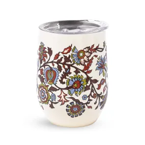 Stainless Steel Wine Tumbler, Marrakesh Vines Cream