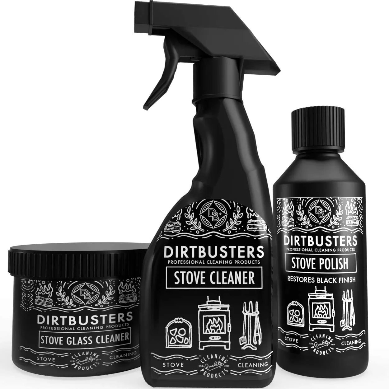 Stove Polish, Stove Glass Cleaner & Stove Cleaner Spray Care Kit