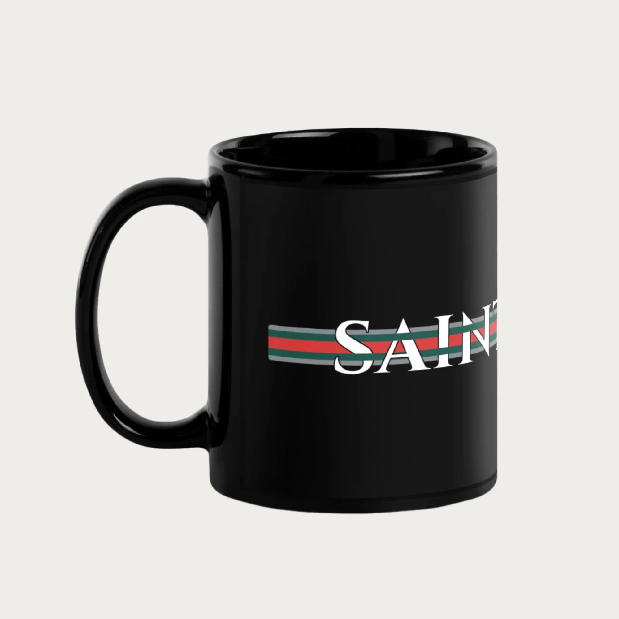 Striped Saint Louis Black Glossy Mug