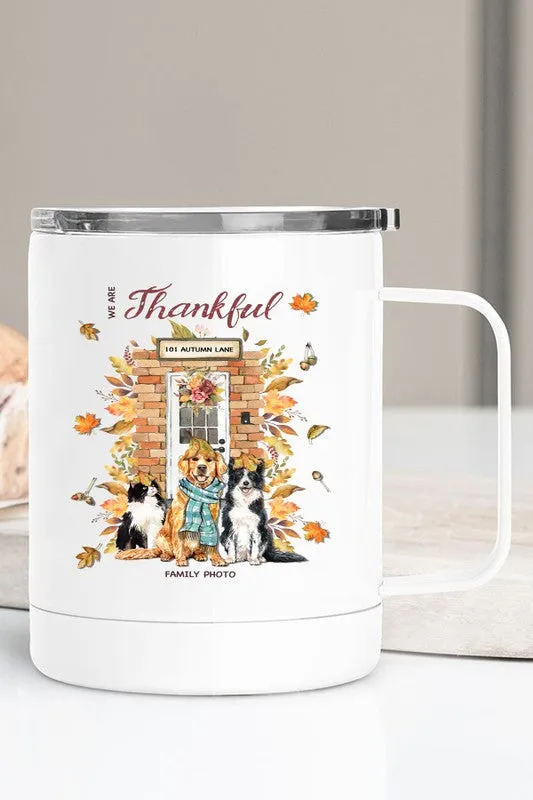 Thankful Family Photo Dogs Coffee Travel Cup