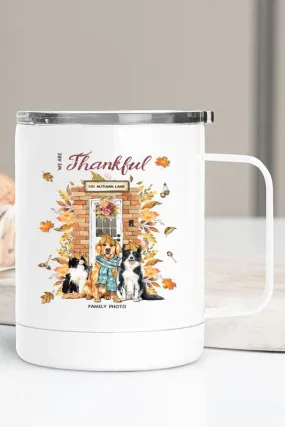 Thankful Family Photo Dogs Coffee Travel Cup