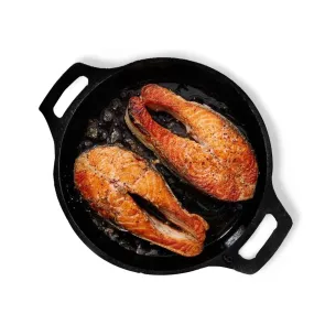 The Indus Valley Preseasoned Cast Iron Fish Fry Pan with Double Handle | Medium 25cm/ 9.8inch, 2kg | Induction Friendly | Nonstick Fish Fry Pan, 100% Pure & Toxin Free, No Chemical Coating