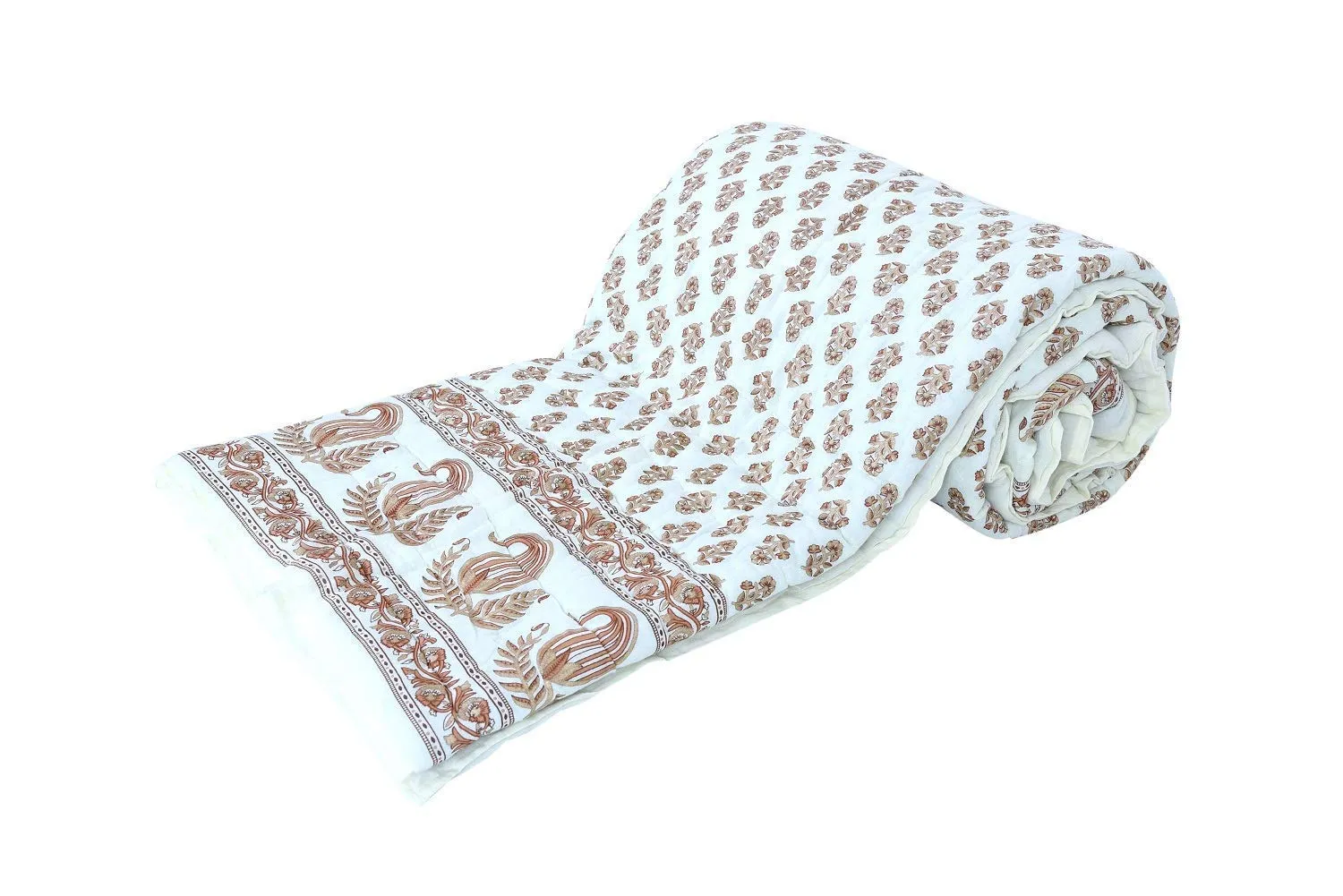 THROW KING Rajasthani Traditional Hand Made Tagai Bunai Floral Desing Pure Cotton Breathable and Light Weight Single Bed Jaipuri razai,Rajai/Blanket/Quilt/Dohar- Pack of 1