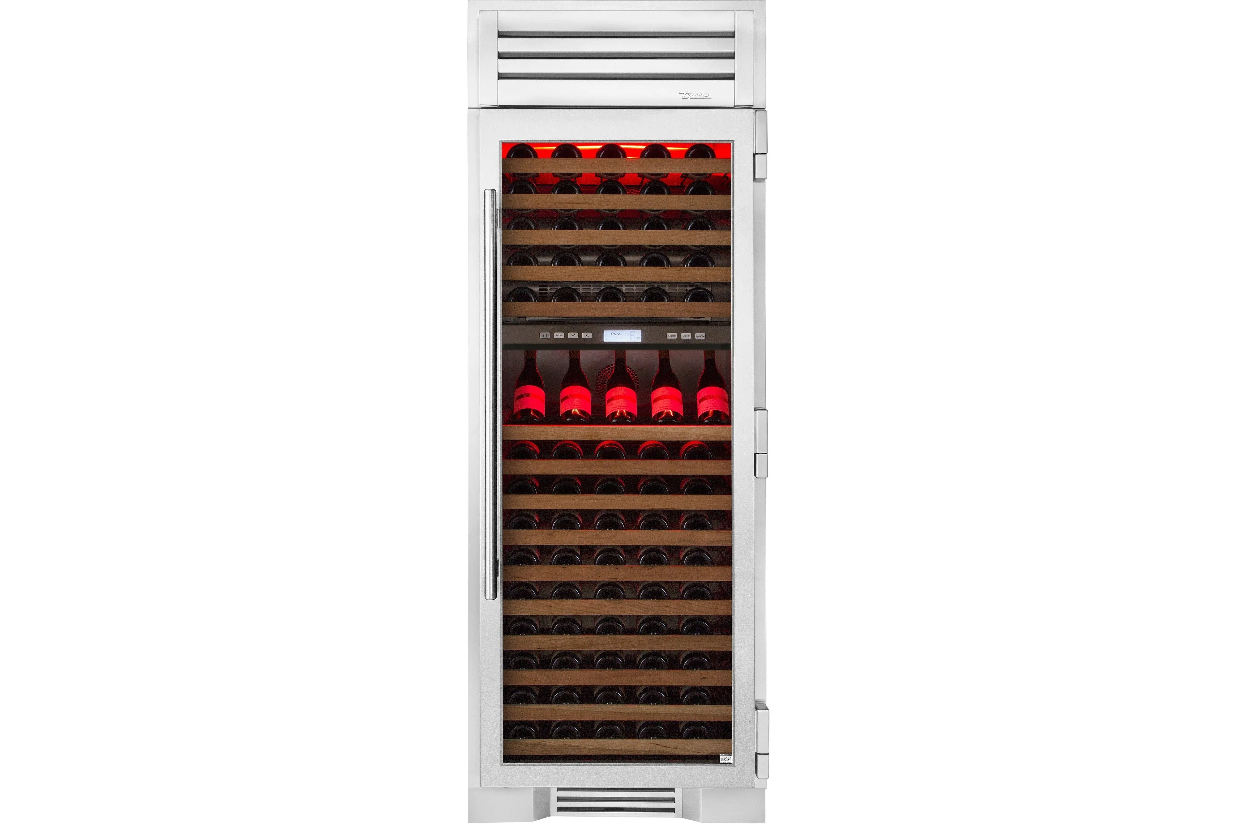 True-Residential TR-30DZW-R-SG-A 30inch column - 150 bottle dual zone wine - glass door - Hinged Right