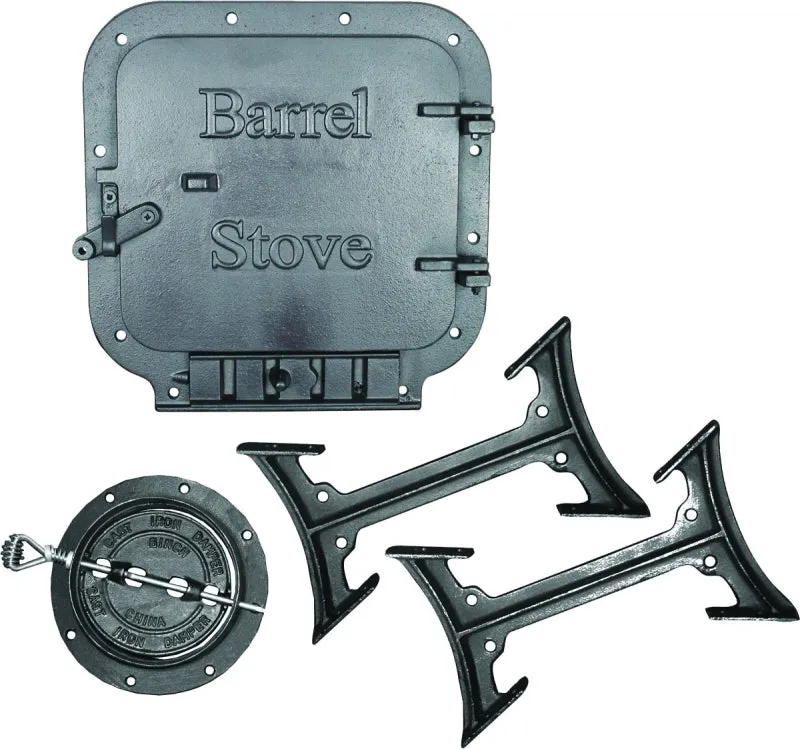 US STOVE BK100E/BSK1000 Barrel Stove Kit, Iron, For: 30 or 55 gal Barrel Drums, 2-Piece :EA: QUANTITY: 1