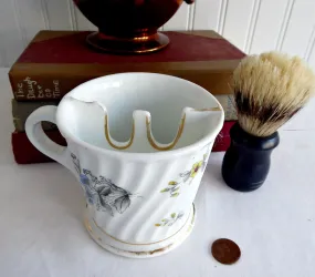 Victorian Shaving Mug German Hand Colored 1890s Porcelain Hot Water Wet Shave