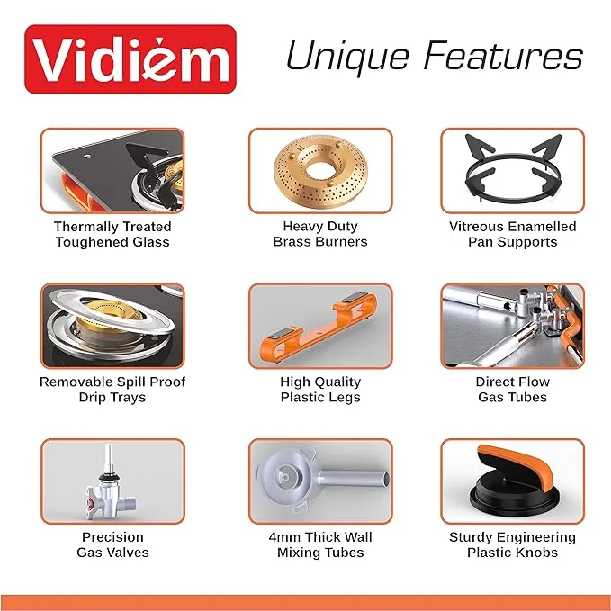 VIDIEM AIR PLUS 2 BURNER FRAMELESS GAS STOVE