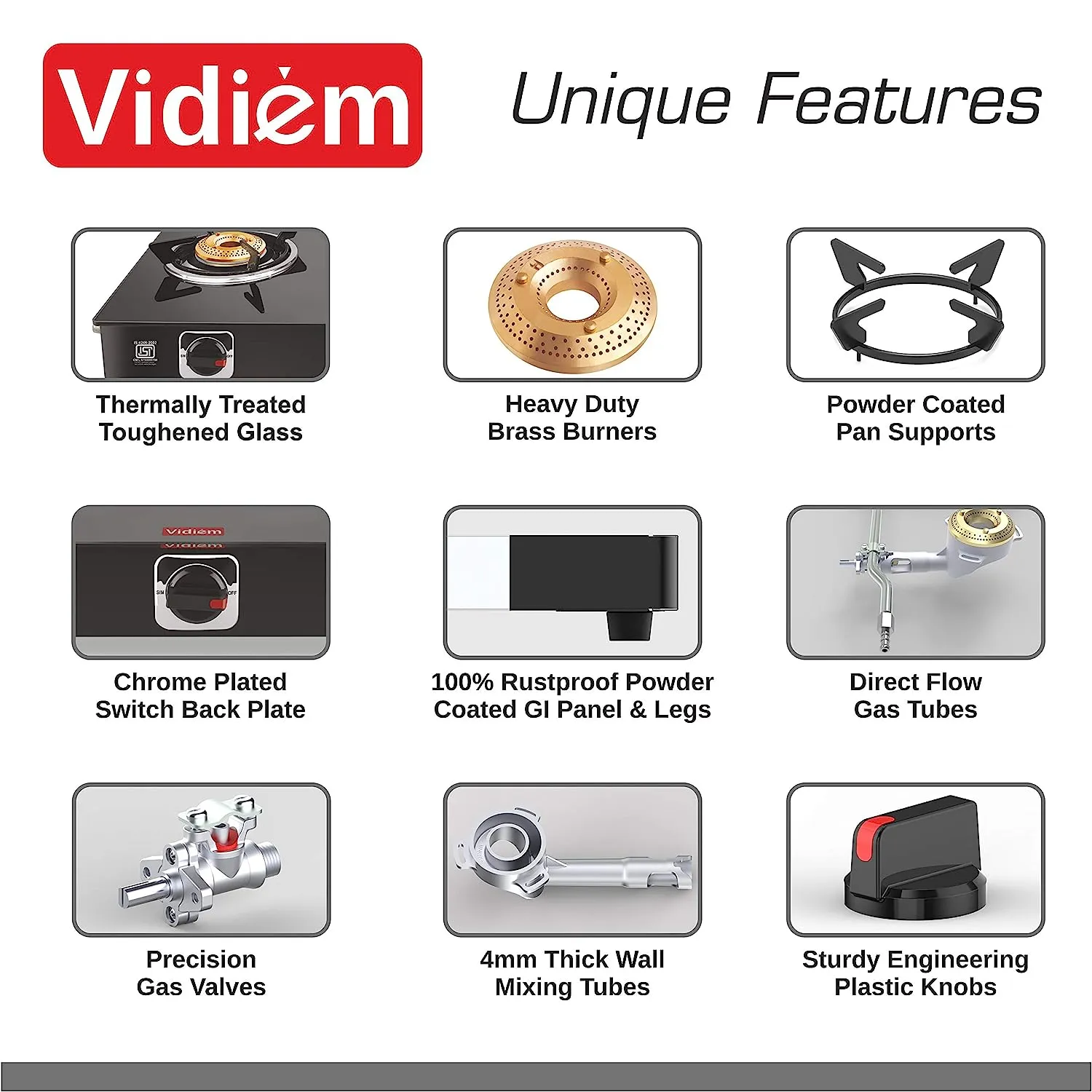 VIDIEM EDGE SHINE 2 BURNER GAS STOVE