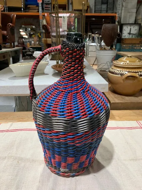 Vintage Plastic Woven  Demijohn Bottle  #5278