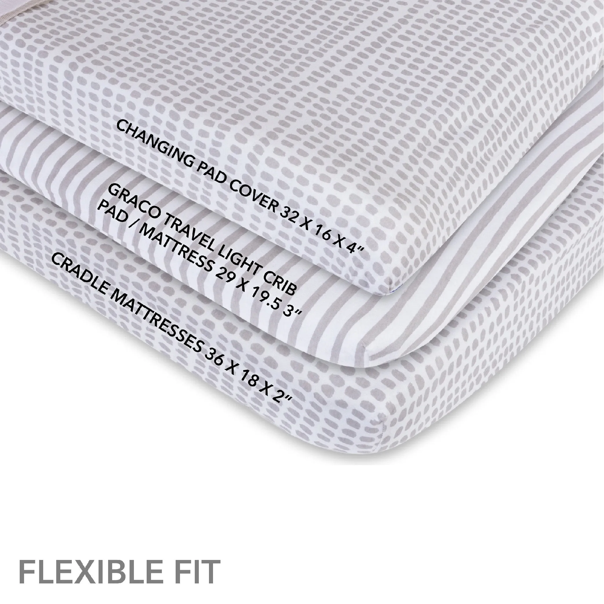 Waterproof Changing Pad Cover | Cradle Sheet Set - Taupe Stripes & Splash