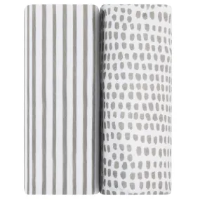 Waterproof Changing Pad Cover | Cradle Sheet Set - Taupe Stripes & Splash