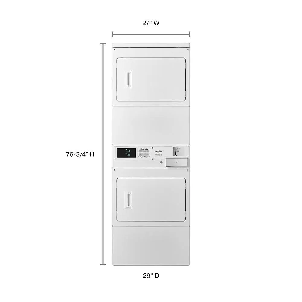 Whirlpool CGSP2958JQ Commercial Gas Stack Dryer with Factory-Installed Coin Drop and Coin Box