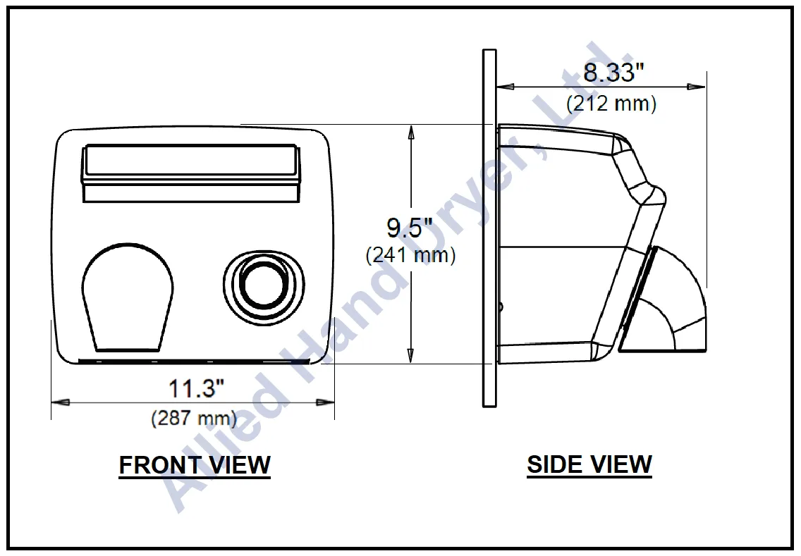 WORLD DRYER® A54-974 Model A Series Hand Dryer - Cast-Iron White Porcelain Push Button Surface-Mounted (208V-240V)