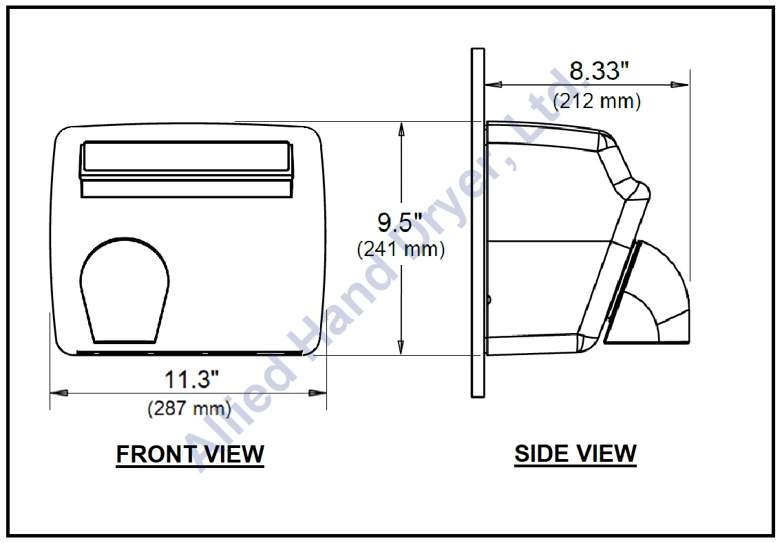 WORLD DRYER® DXM54-974 AirMax™ Series Hand Dryer - White Epoxy on Steel High Speed Automatic Surface-Mounted (208V-240V)