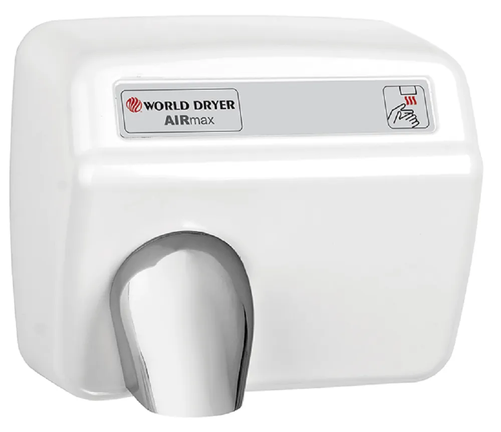 WORLD DRYER® DXM54-974 AirMax™ Series Hand Dryer - White Epoxy on Steel High Speed Automatic Surface-Mounted (208V-240V)