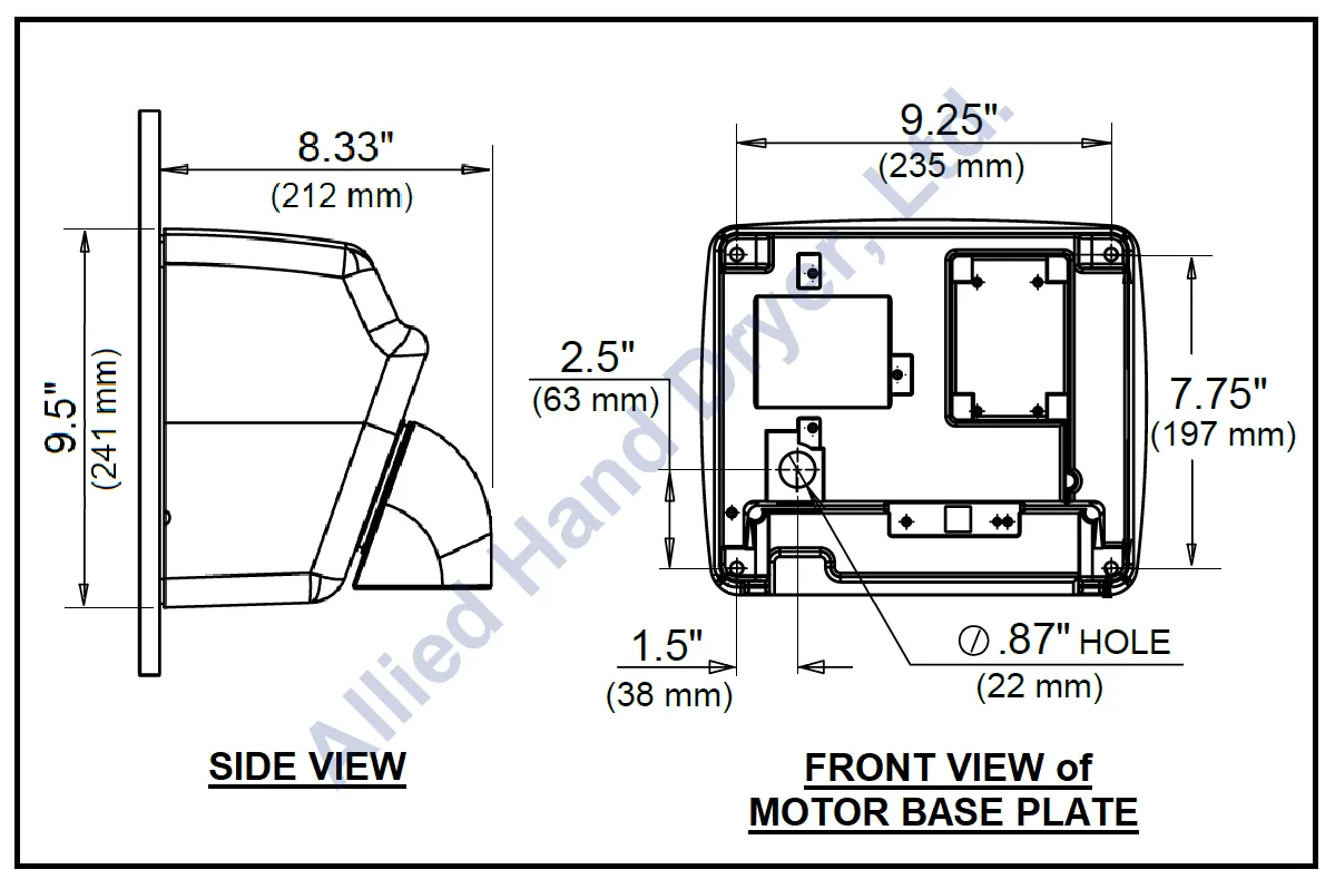 WORLD DRYER® DXM54-974 AirMax™ Series Hand Dryer - White Epoxy on Steel High Speed Automatic Surface-Mounted (208V-240V)