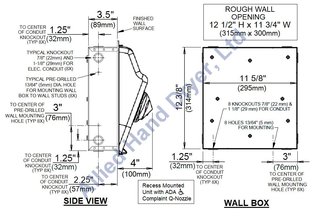 WORLD DRYER® XRA548-Q974 Model A Series Hand Dryer - Cast-Iron White Porcelain (50 Hz - NOT for use in North America)