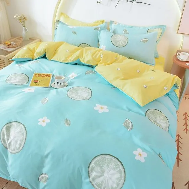 Yeknu Orange Bedding Set Girls Boys Bed Linen Sheet Plaid Duvet Cover 240x220 Single Double Queen King Quilt Covers Sets Bedclothes