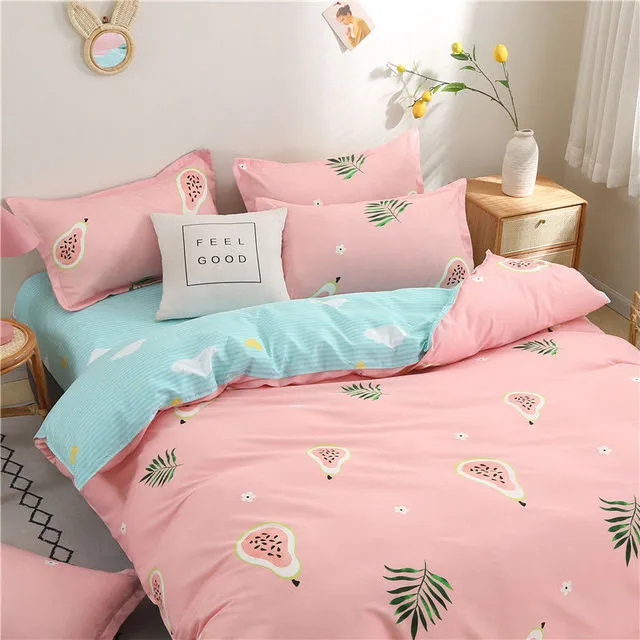 Yeknu Orange Bedding Set Girls Boys Bed Linen Sheet Plaid Duvet Cover 240x220 Single Double Queen King Quilt Covers Sets Bedclothes